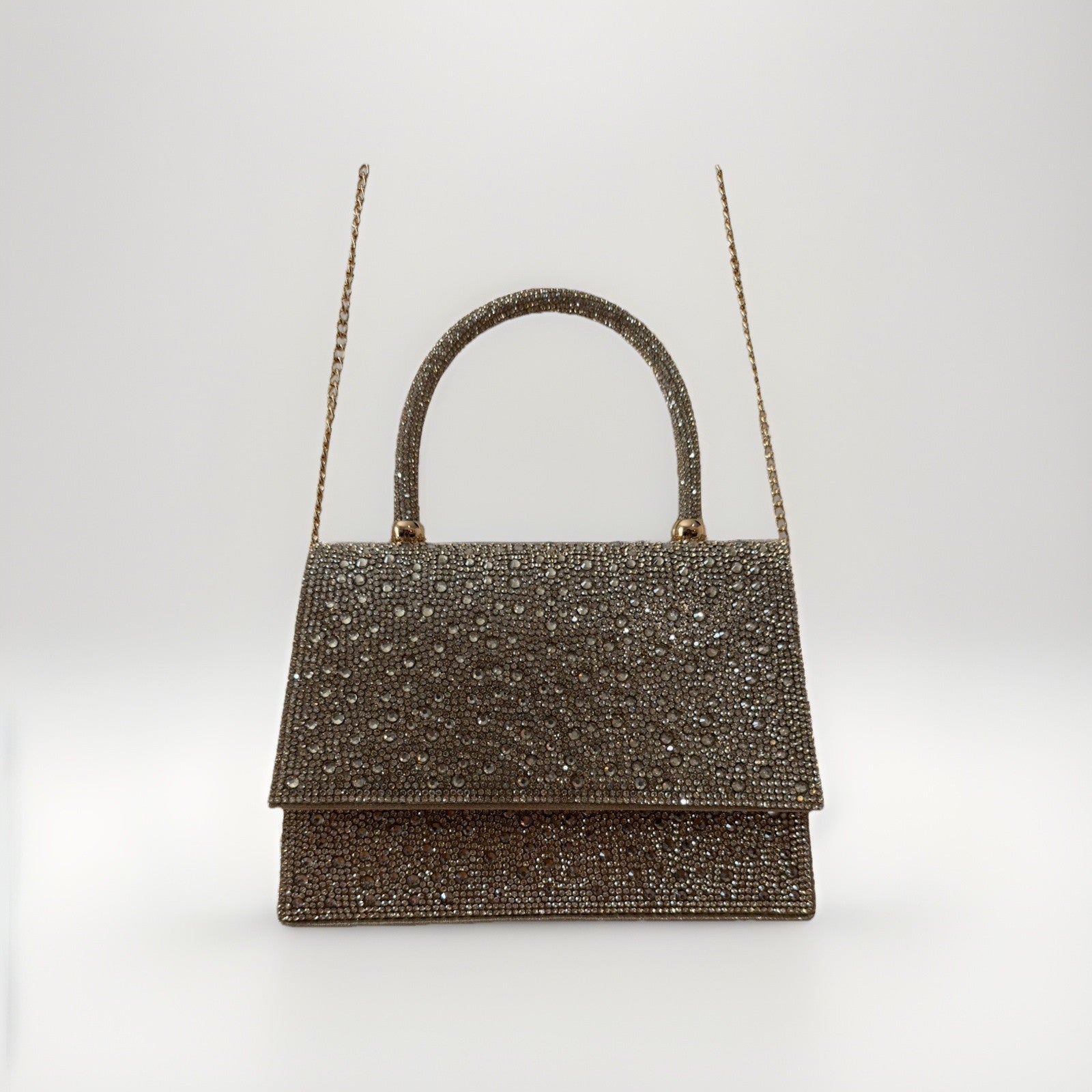 Alessia Bianchi Women’s Champagne Beaded Satchel Purse Metallic Crossbody NWT