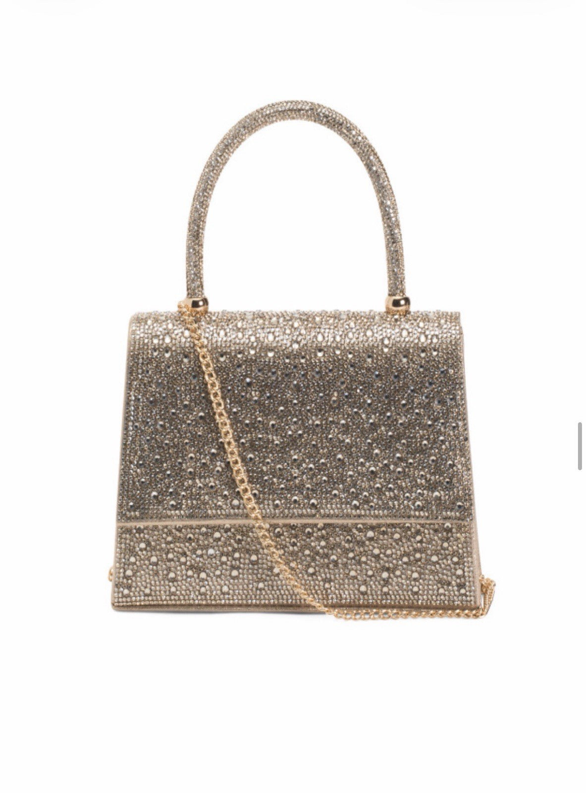 Alessia Bianchi Women’s Champagne Beaded Satchel Purse Metallic Crossbody NWT