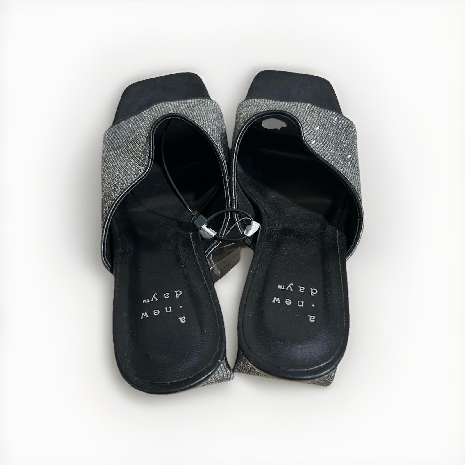 A New Day Women’s Vira Mule Heels Black And Silver, Size 8.5 NWOB